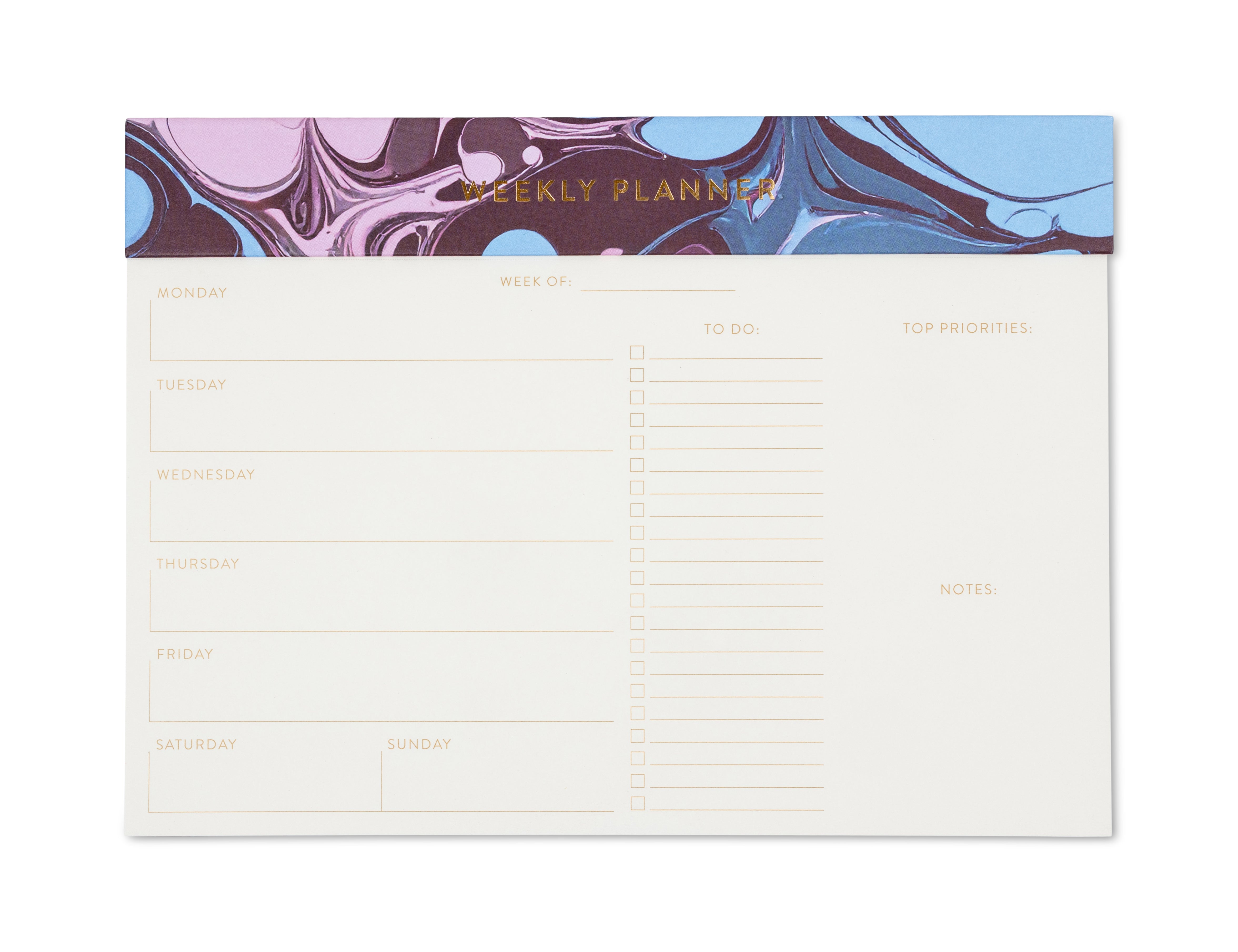 Weekly Planner Notepad, an undated weekly planner notepad laid out a week at a time