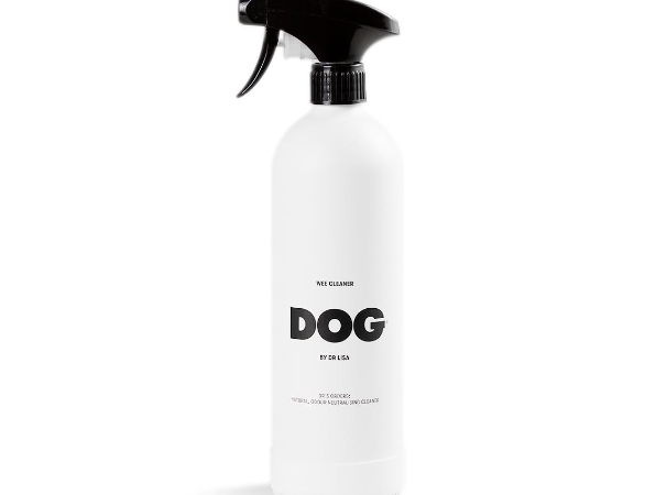 DOG by Dr Lisa Dog Wee Cleaner, a white spray bottle with a black trigger and DOG label