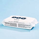 DOG by Dr Lisa Dog Wipes pack showing the ingredients and usage information on the side