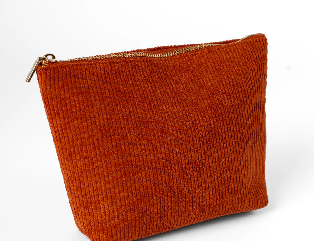 Elyse Breanne Corduroy Carry All Pouch, ninth view, roman clay corduroy carry all pouch with a gold zipper