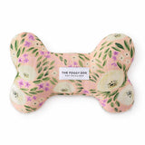 Foggy Dog Dog Squeaky Toy in Harper Floral, a plush bone with pink and green floral print