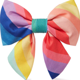 Foggy Dog Over the Rainbow Lady Dog Bow, a rainbow striped sailor-style bow