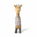 Fringe Studio High There Canvas Squeaker Dog Toy, a tall yellow spotted giraffe with gray feet