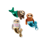 Fringe Studio Mersloth 3pc Dog Toy Set, three plush sloth mermaids with green, gold and teal tails