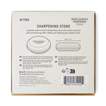 Back of the Gentlemen's Hardware Sharpening Stone box with product details and dimensions