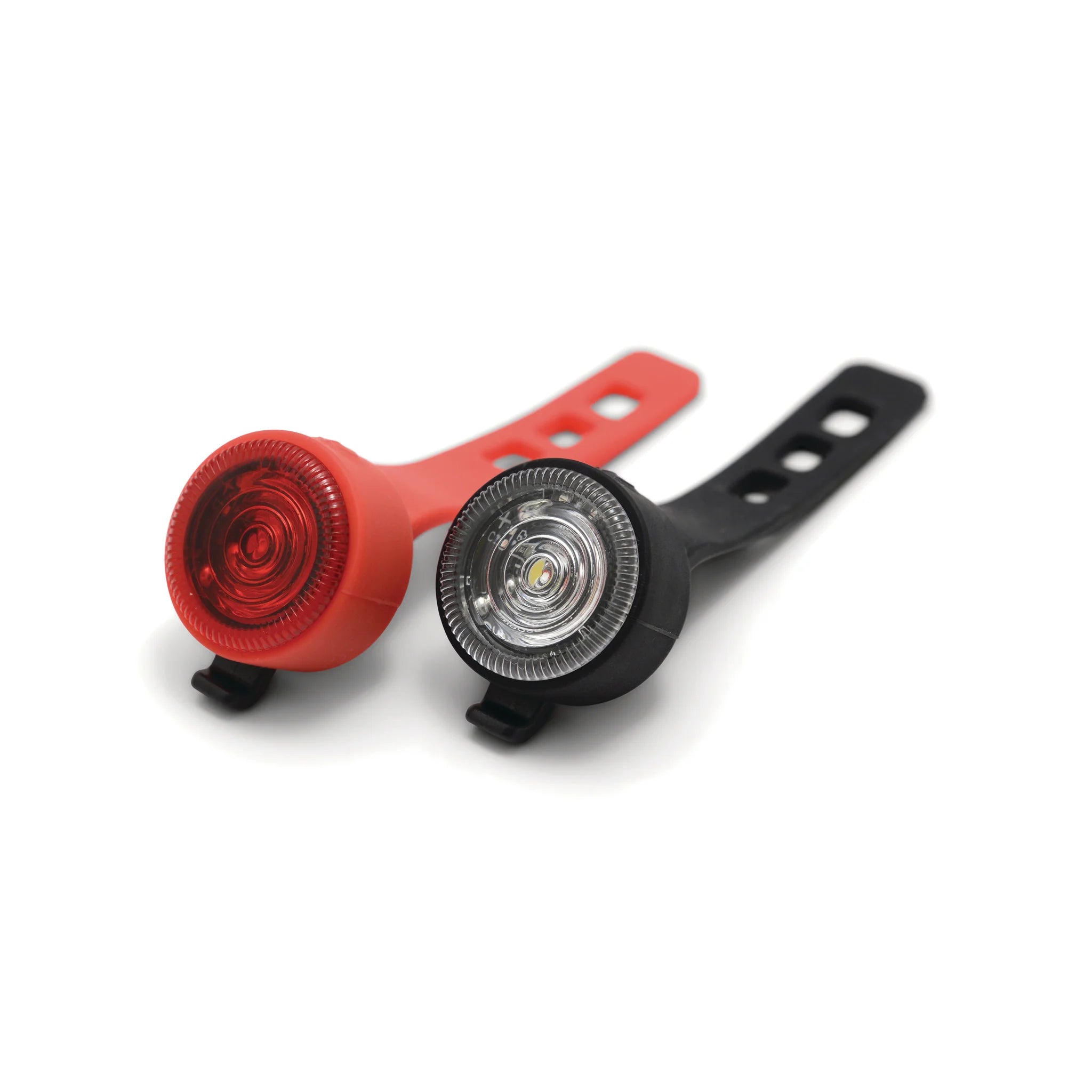 Gentlemen's Hardware Twin Bicycle Lights, a red rear light and a black front light with silicone straps
