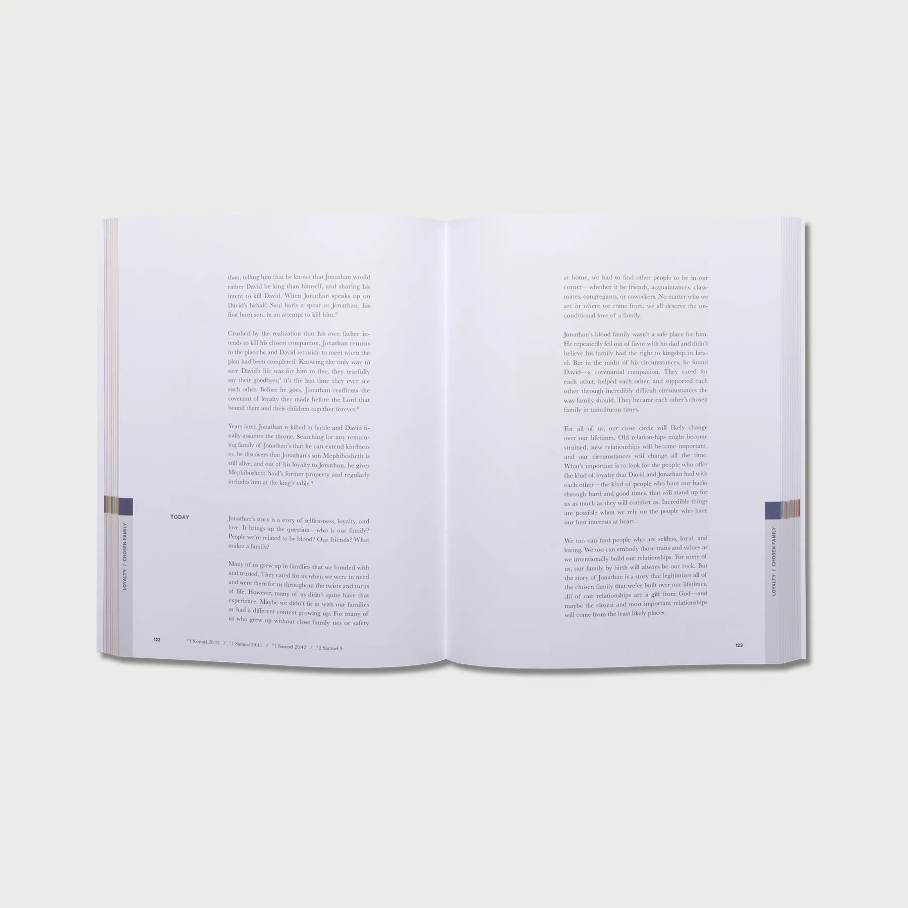 The Good and Beautiful Bible Study Volume 1 open to a two-page text spread
