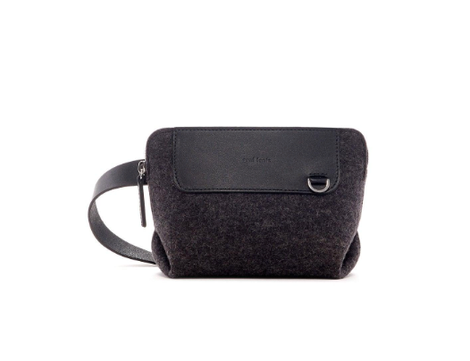 Graf Lantz Bedford Belt Bag in charcoal gray merino felt with a black leather strap