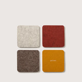 Graf Lantz Bierfilzl Merino Wool Square Coasters in Desert Sun, four felt coasters in cream, rust, brown and mustard