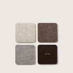 Graf Lantz Bierfilzl Merino Wool Square Coasters in Earth, four felt coasters in cream, brown, gray and charcoal