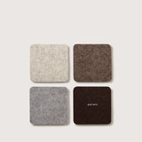 Graf Lantz Bierfilzl Merino Wool Square Coasters in Earth, four felt coasters in cream, brown, gray and charcoal