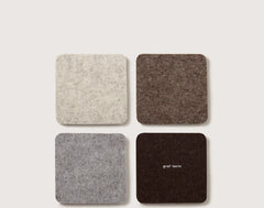 Graf Lantz Bierfilzl Merino Wool Square Coasters in Earth, four felt coasters in cream, brown, gray and charcoal