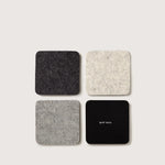 Graf Lantz Bierfilzl Merino Wool Square Coasters in Noir, four felt coasters in charcoal, cream, gray and black