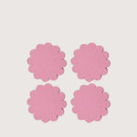Graf Lantz Coaster Crest 4 Pack in Mauve, four scalloped pink merino felt coasters