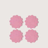 Graf Lantz Coaster Crest 4 Pack in Mauve, four scalloped pink merino felt coasters