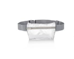 Hi Love Fanny Pack in Shimmer White, an iridescent white belt bag with a gray strap
