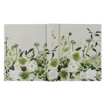 Hosanna Revival CSB Notetaking Bible Dorset theme full cover spread with white roses and greenery
