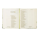 Hosanna Revival CSB Notetaking Bible Dorset theme open to Proverbs with wide journaling margins