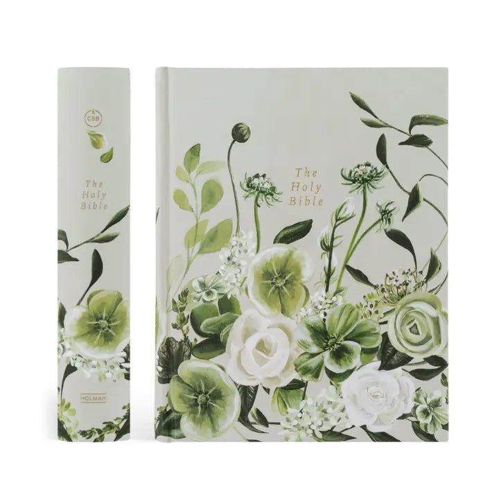Hosanna Revival CSB Notetaking Bible Dorset theme shown with its floral spine