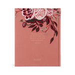 Hosanna Revival CSB Notetaking Bible Rosedal theme back cover with florals and a scripture verse