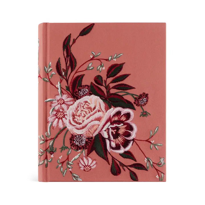 Hosanna Revival CSB Notetaking Bible in the Rosedal theme, a rose pink hardcover with burgundy and blush florals