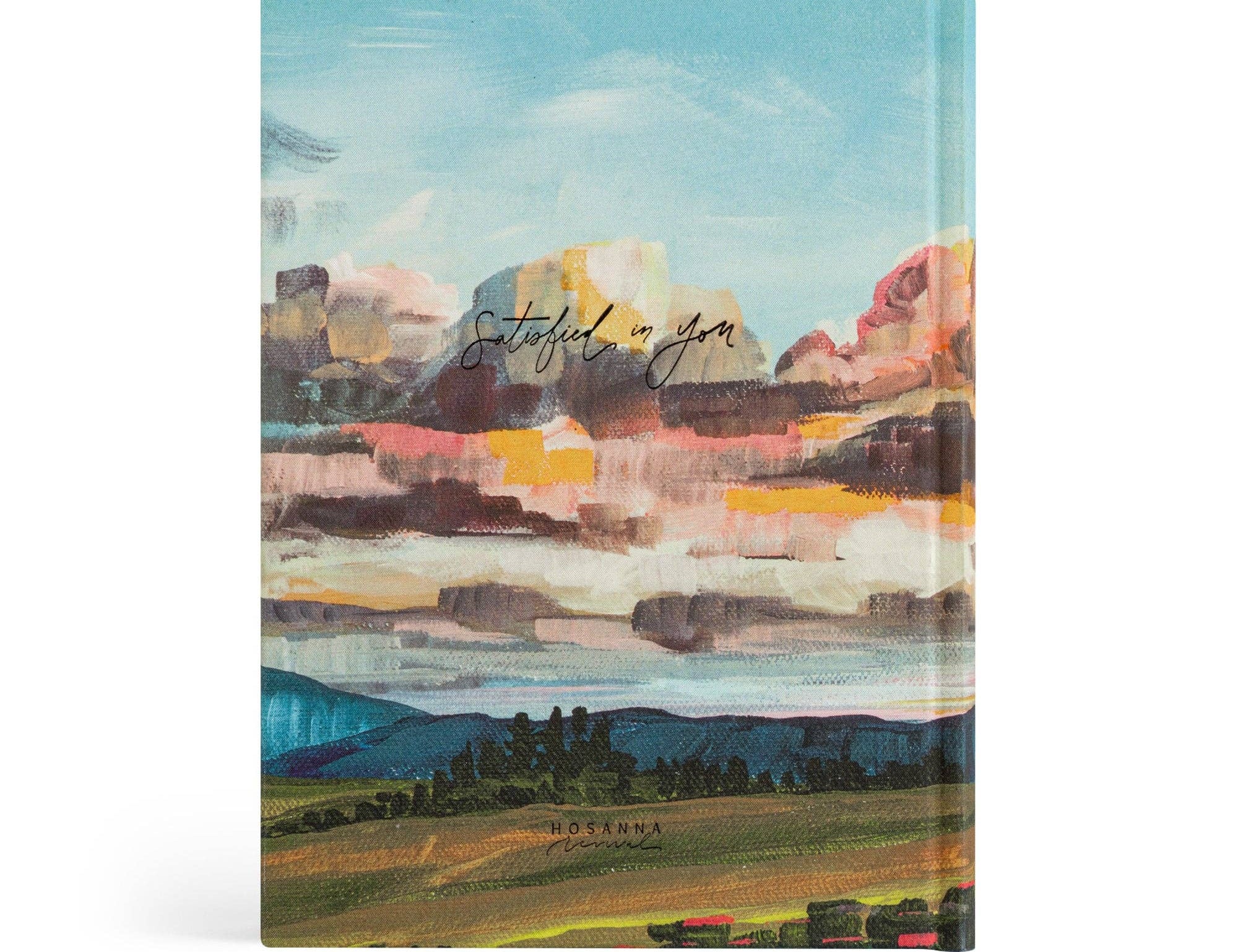 Hosanna Revival ESV Journaling Bible Santa Lucia theme back cover with the sunset landscape painting