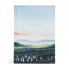 Hosanna Revival ESV Study Bible in the Iceland theme, a painted landscape of green hills and lupine under a soft sky