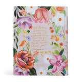 Hosanna Revival KJV Large Print Notetaking Bible Charlotte theme back cover with florals and a verse