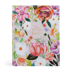 Hosanna Revival KJV Large Print Notetaking Bible in the Charlotte theme, a bright pink and coral floral cover