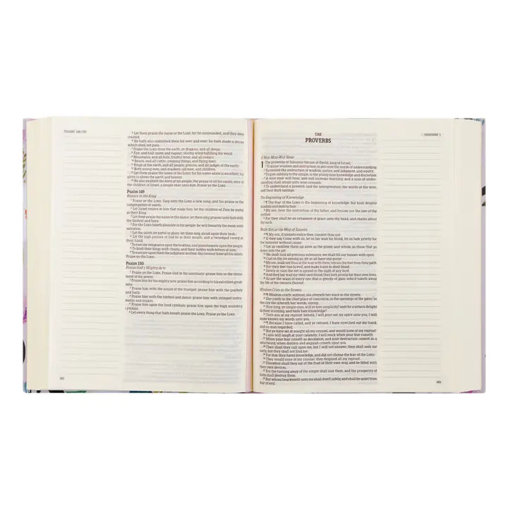 Hosanna Revival KJV Large Print Notetaking Bible Charlotte theme open to Proverbs with wide journaling margins