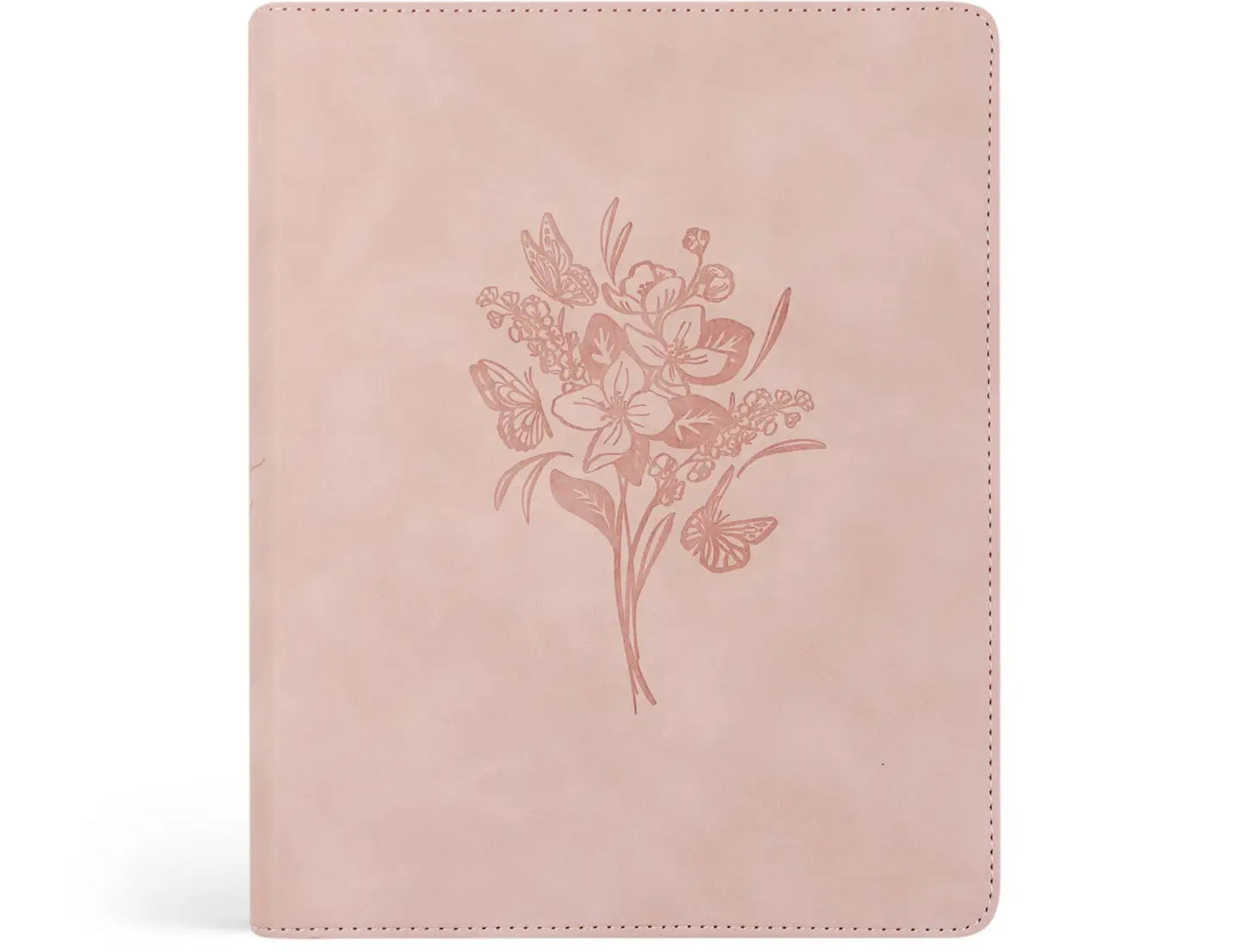Hosanna Revival KJV Large Print Notetaking Bible in the Shiloh theme, a blush pink faux leather cover with an embossed floral