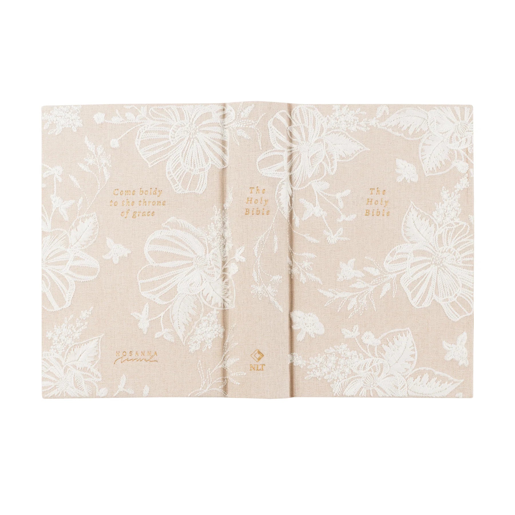 Hosanna Revival NLT Compact Bible Casablanca theme full cover spread with tonal white florals