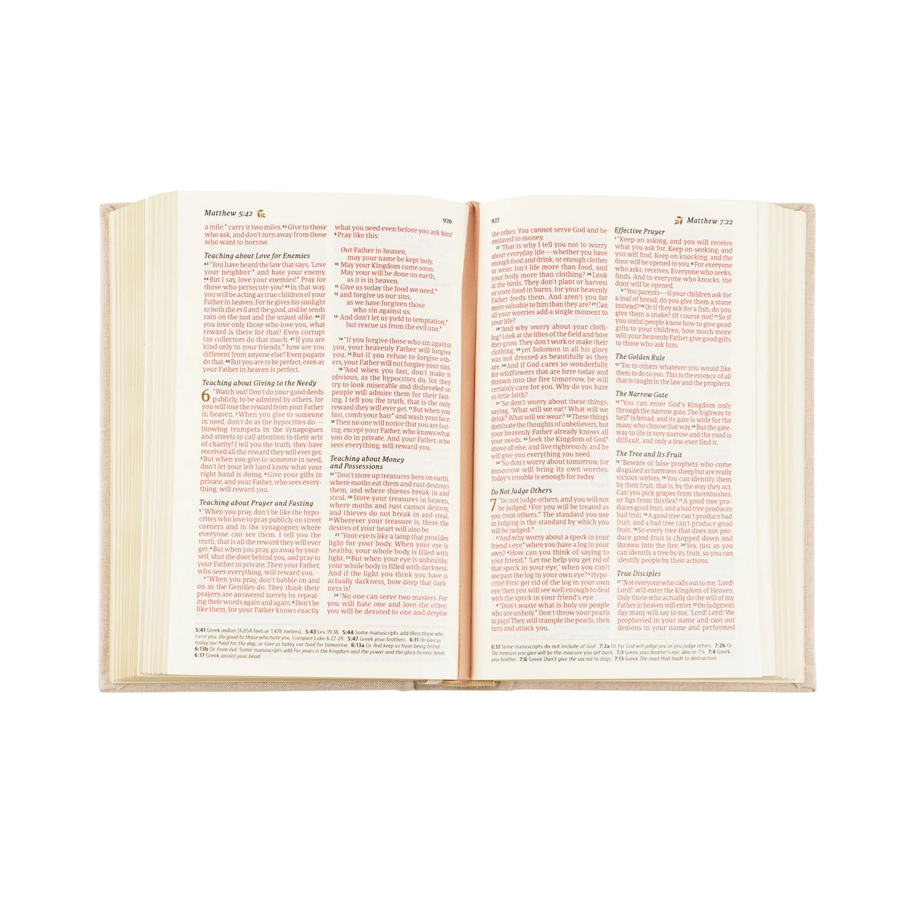 Hosanna Revival NLT Compact Bible Casablanca theme open to a page with red-letter text