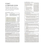 Hosanna Revival Bible font size comparison chart across compact, notetaking and study editions