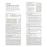 Hosanna Revival Bible font size comparison chart across compact, notetaking and study editions