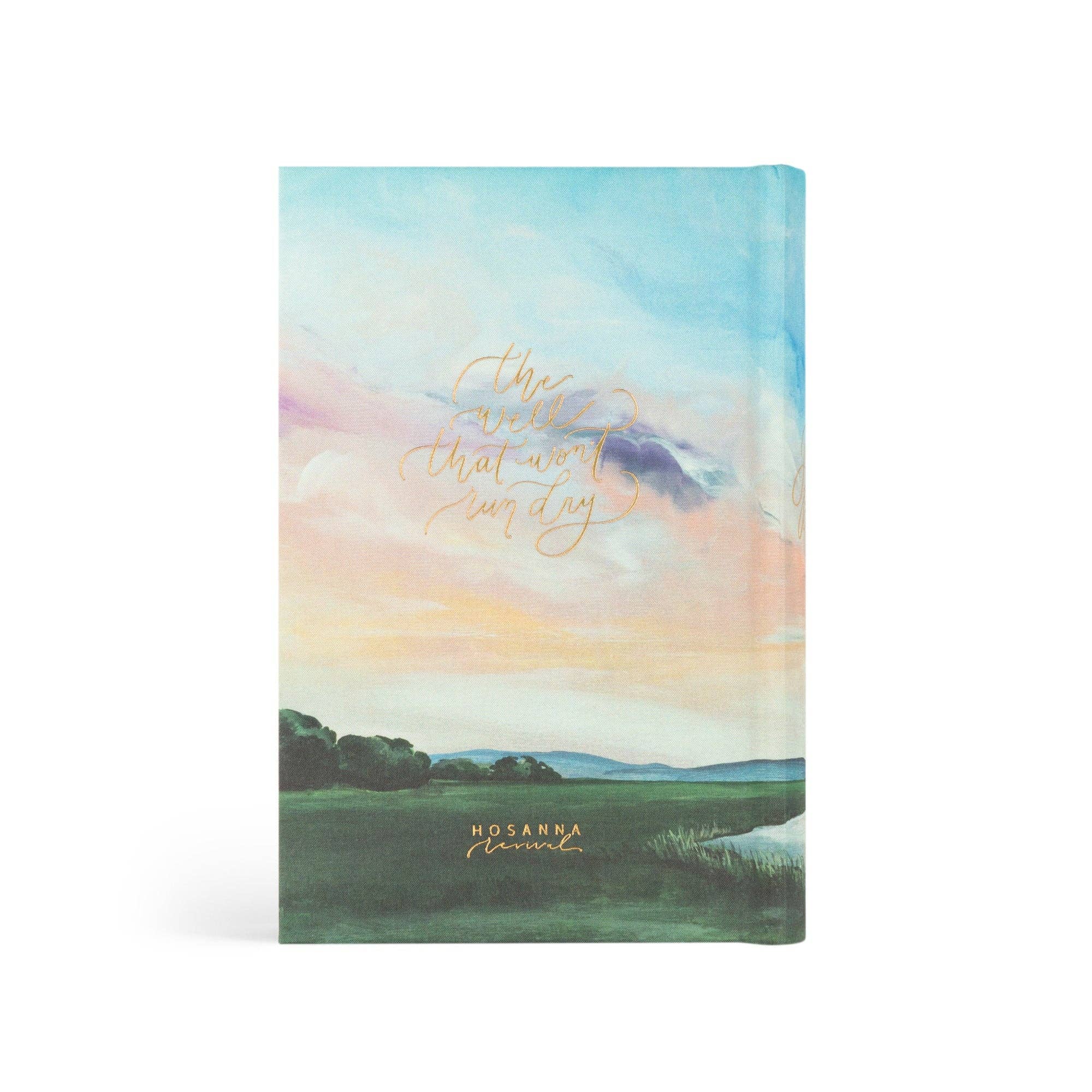 Hosanna Revival NLT Compact Bible Prairie theme back cover with the painted sky and river