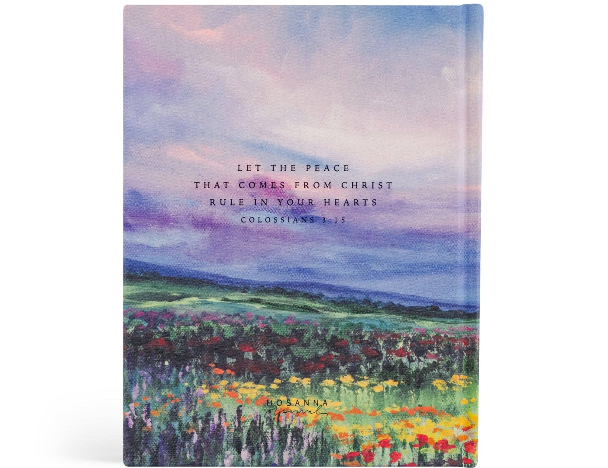 Hosanna Revival NLT Notetaking Bible Cana theme back cover with a Colossians 3:15 verse