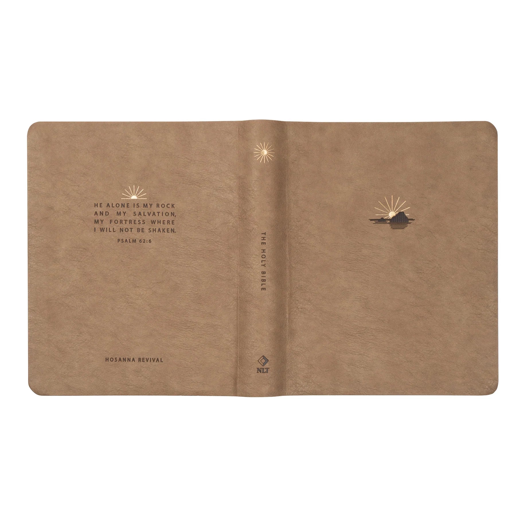 Hosanna Revival NLT Notetaking Bible Galilee theme full cover spread in tan faux leather