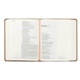 Hosanna Revival NLT Notetaking Bible Galilee theme open to Psalms with wide journaling margins