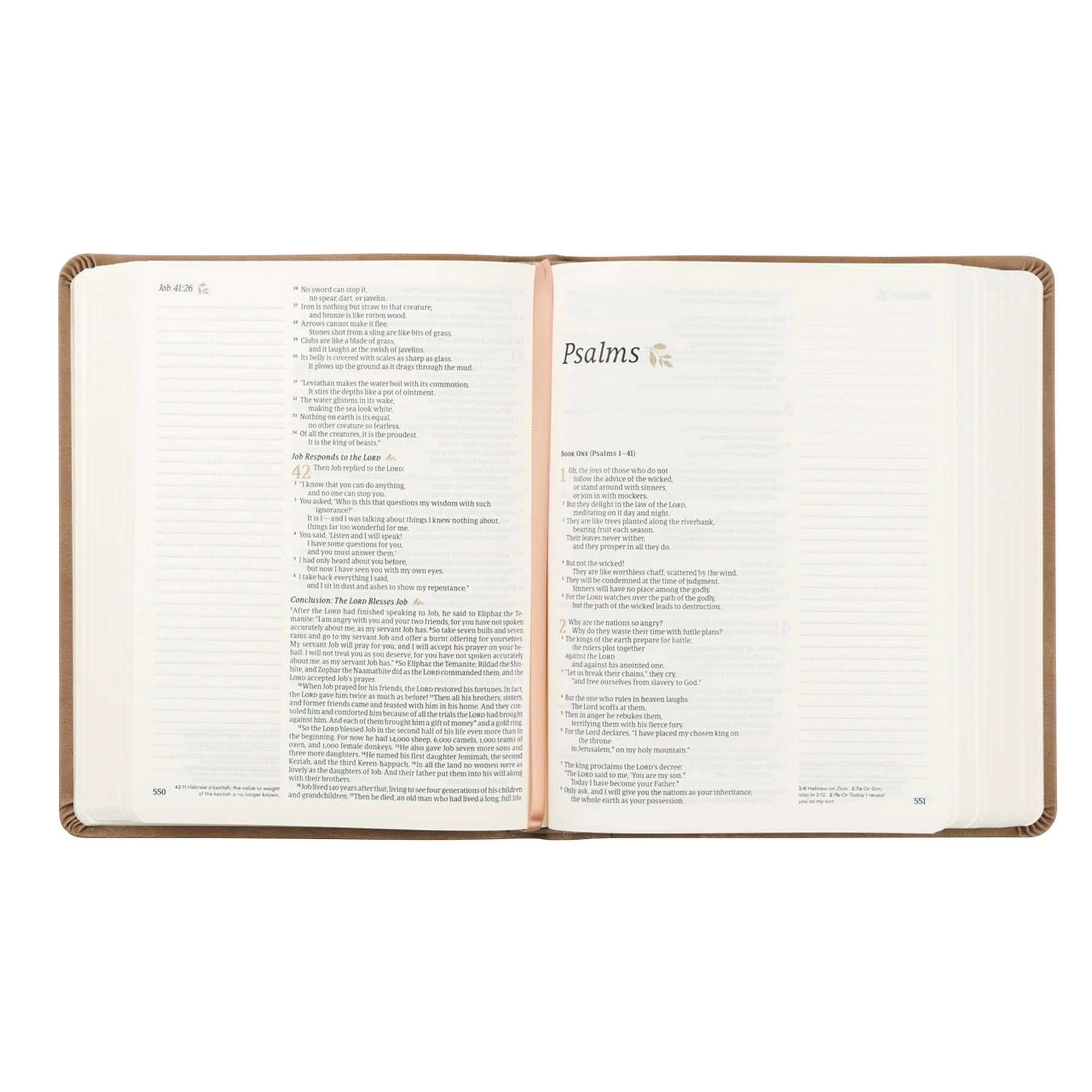 Hosanna Revival NLT Notetaking Bible Galilee theme open to Psalms with wide journaling margins