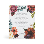 Hosanna Revival NLT Notetaking Bible Madrid theme back cover with a Luke 1:78-79 verse