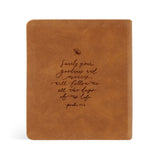 Hosanna Revival One Thing I Ask prayer journal in Amelia, tan back cover with a hand-lettered Psalm 23:6 verse