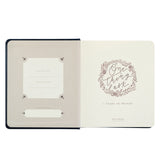 Hosanna Revival One Thing I Ask prayer journal open to the title page with a gold wreath