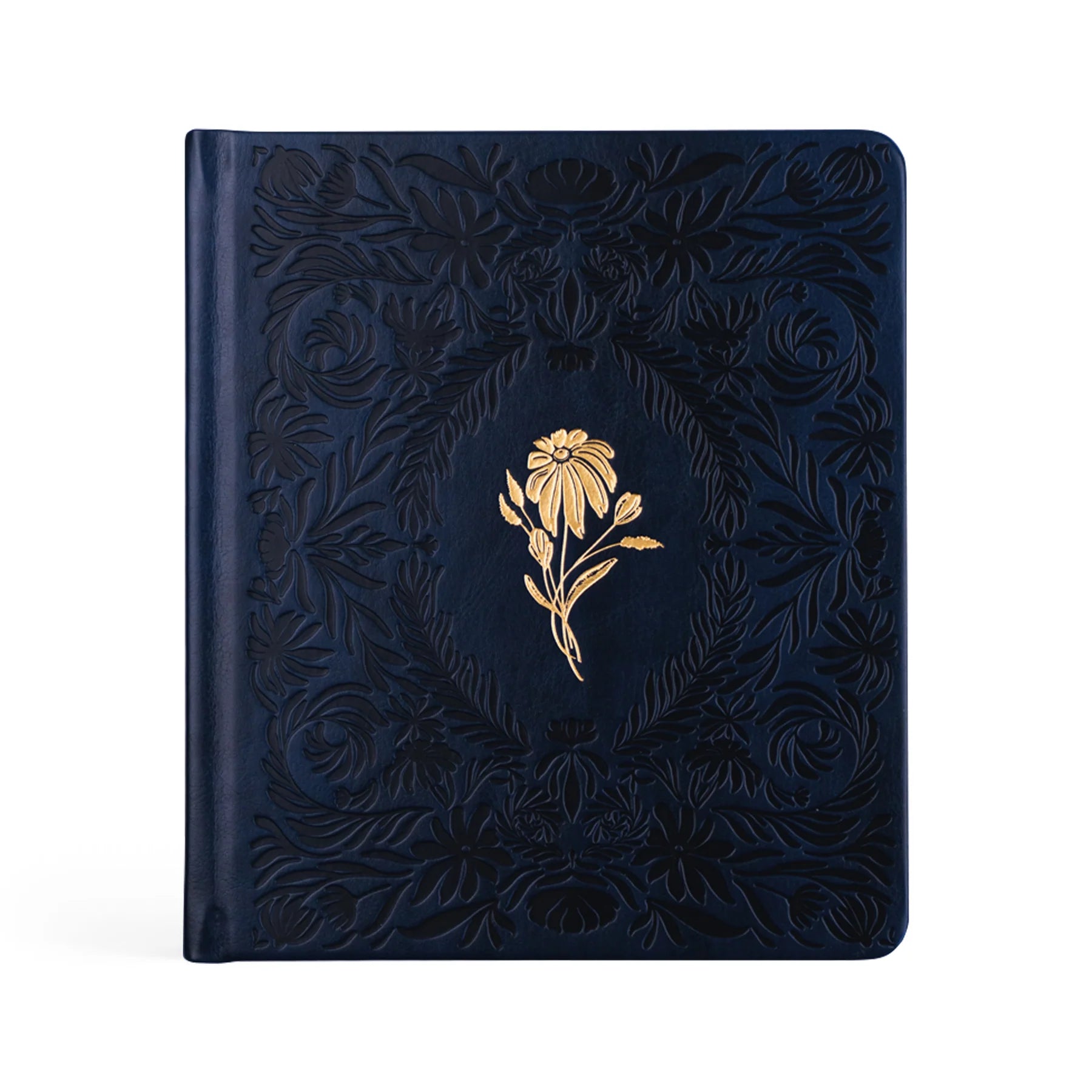 Hosanna Revival One Thing I Ask 5 Years of Prayer journal in Versailles, a navy embossed cover with a gold flower
