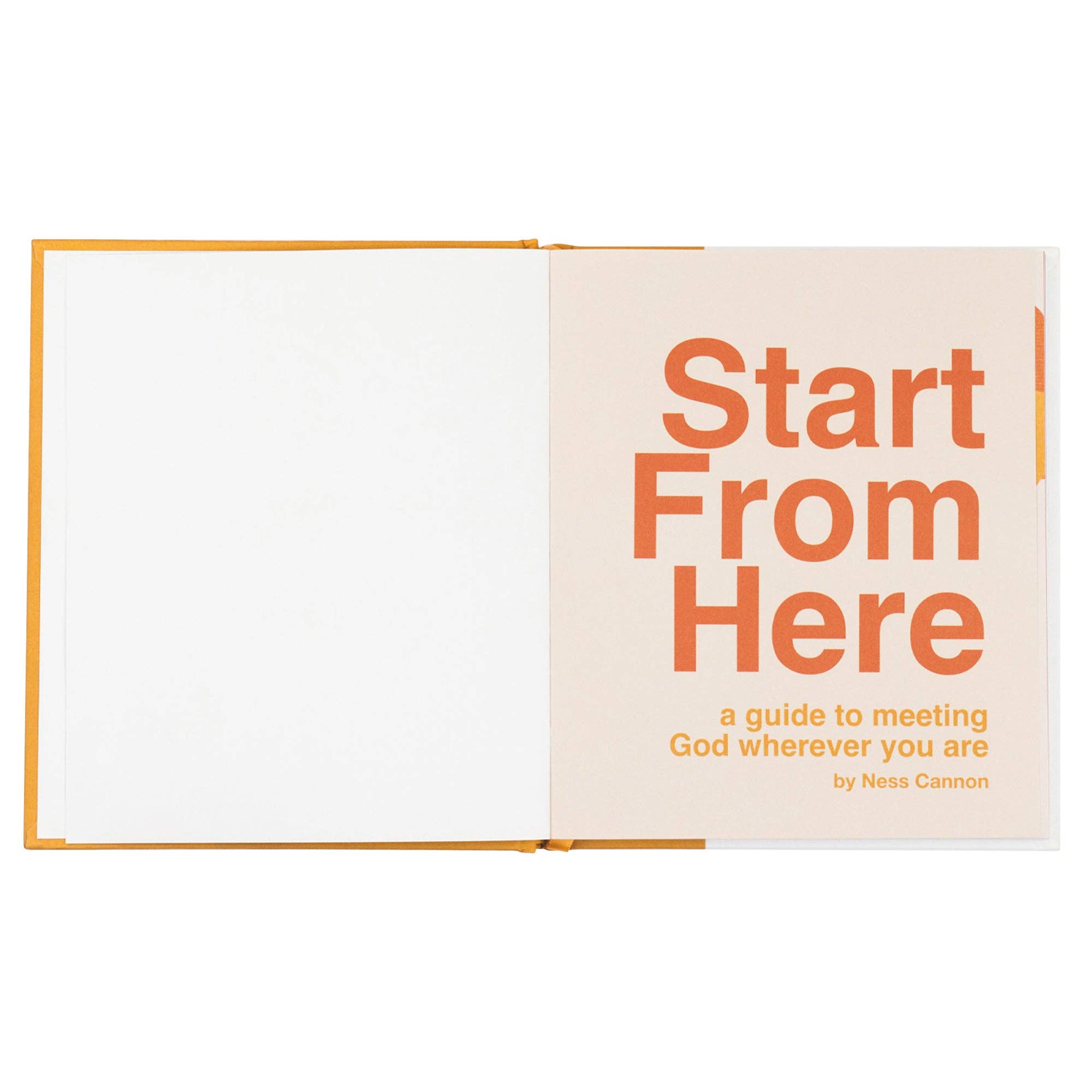Hosanna Revival Start From Here by Ness Cannon, open to the cream title page with orange lettering