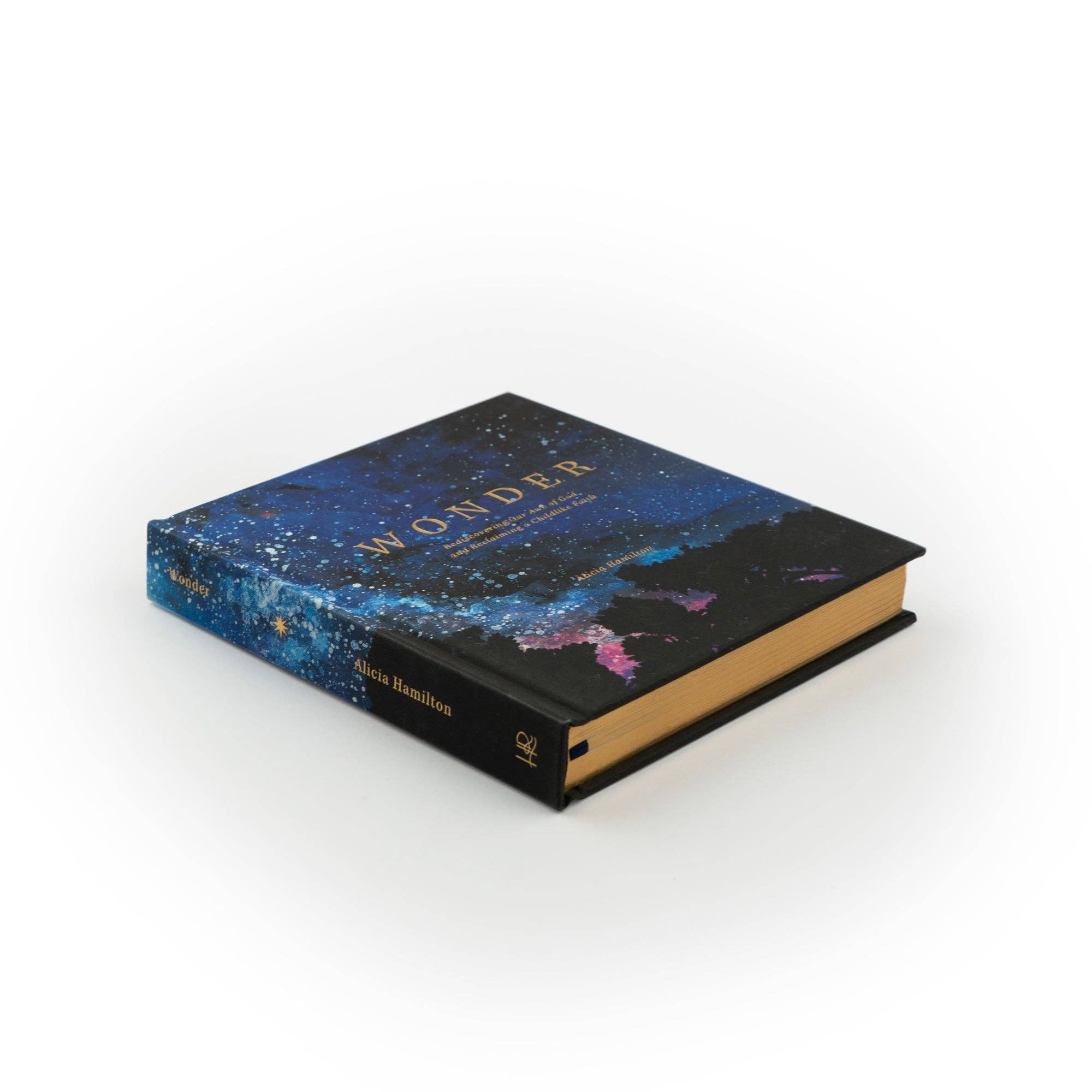 Hosanna Revival Wonder by Alicia Hamilton, navy hardcover book lying flat at an angle