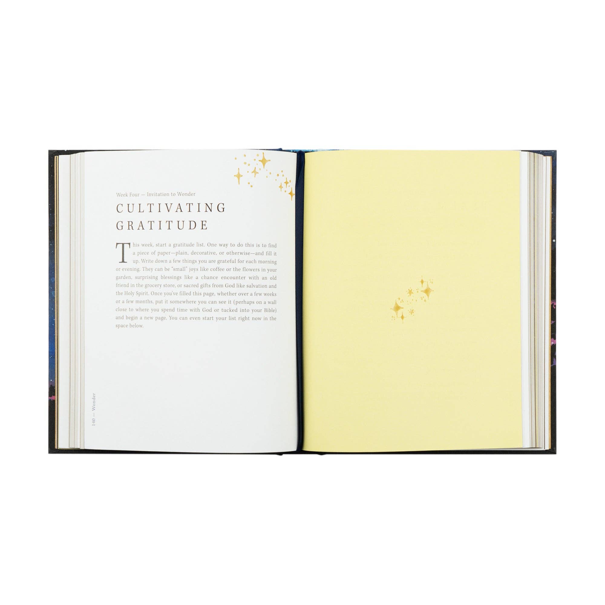 Hosanna Revival Wonder by Alicia Hamilton, open to the Cultivating Gratitude lesson with a yellow page