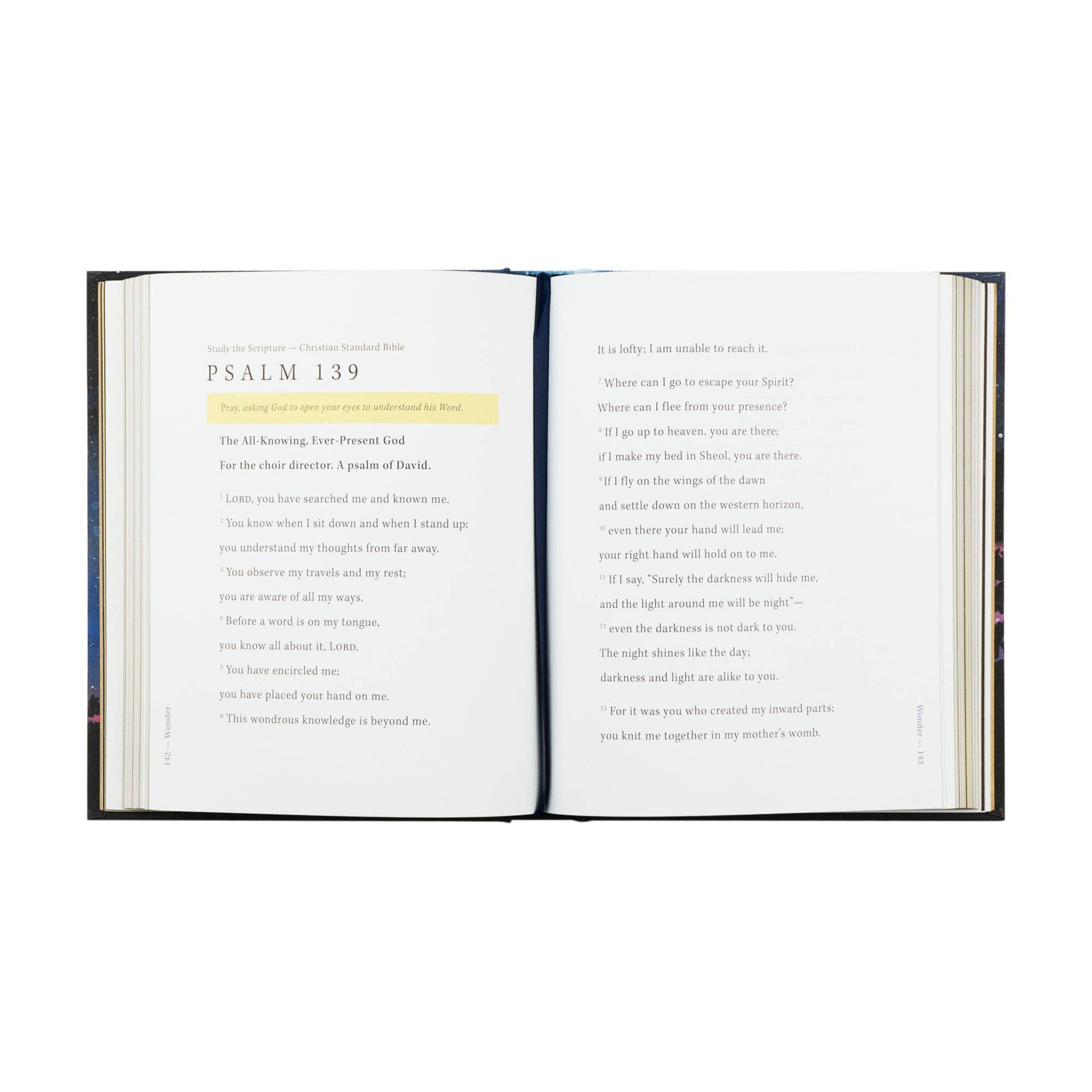Hosanna Revival Wonder by Alicia Hamilton, open to the Psalm 139 scripture page