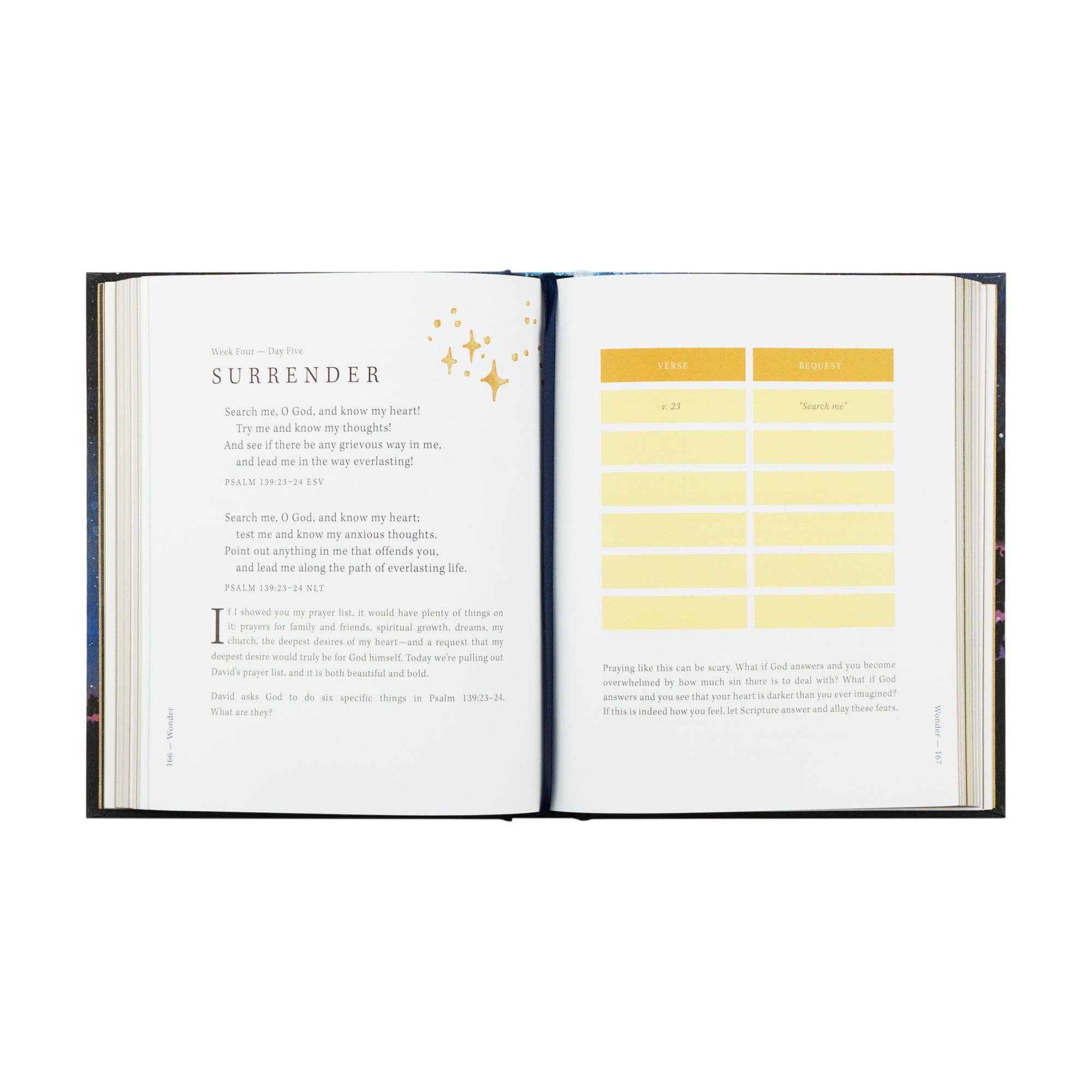 Hosanna Revival Wonder by Alicia Hamilton, open to the Surrender lesson with a yellow fill-in chart