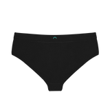 Huha Mineral Cheeky underwear in Black, back view laid flat